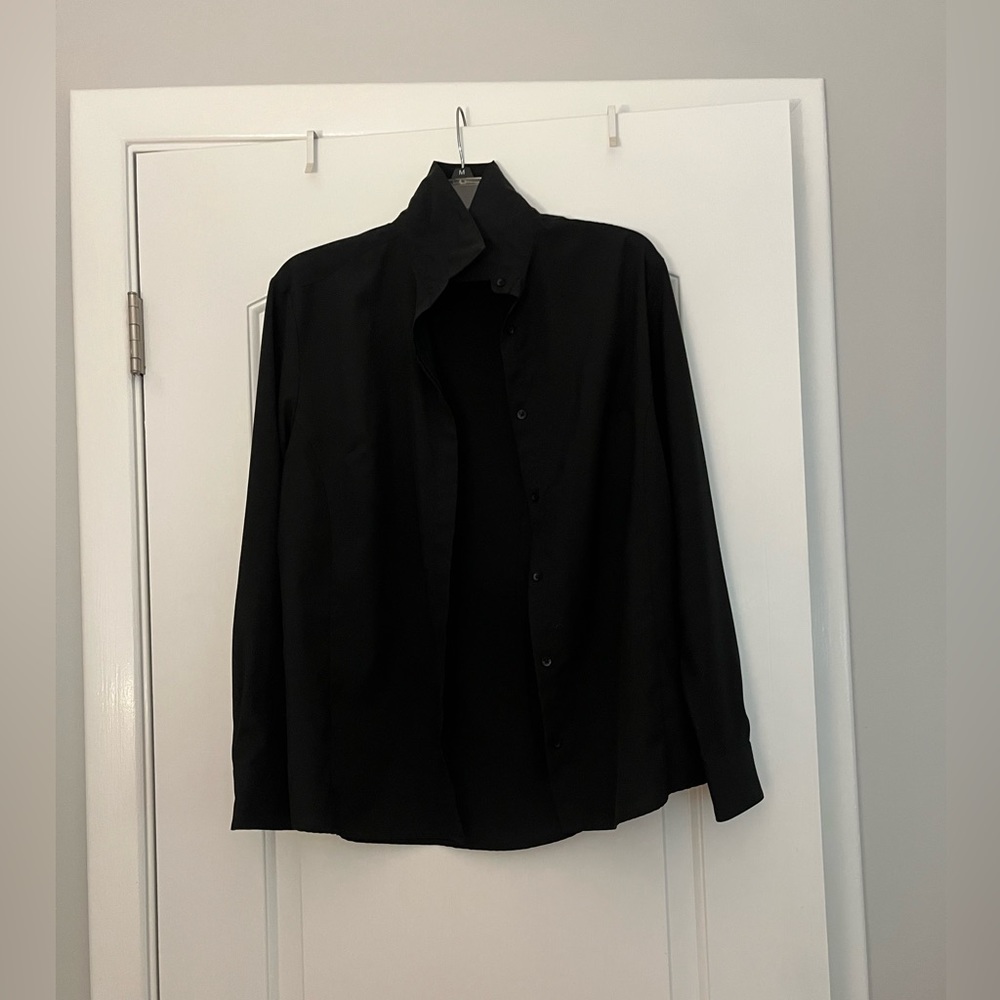 Edwards Black Long-Sleeve Button Down Collar Dress Shirt